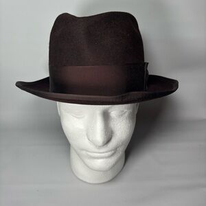 Stetson Fedora Size 7 Felt Brown Godfather Style With Feather